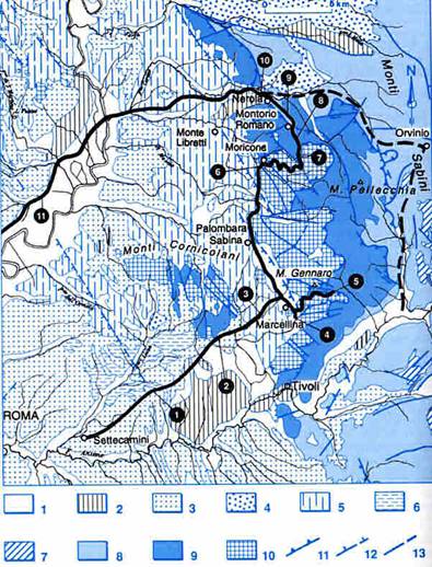 Carta geologica estratta dalle guida geologica regionale del Lazio, nel dettaglio dall’itinerario 6 all’interno di essa